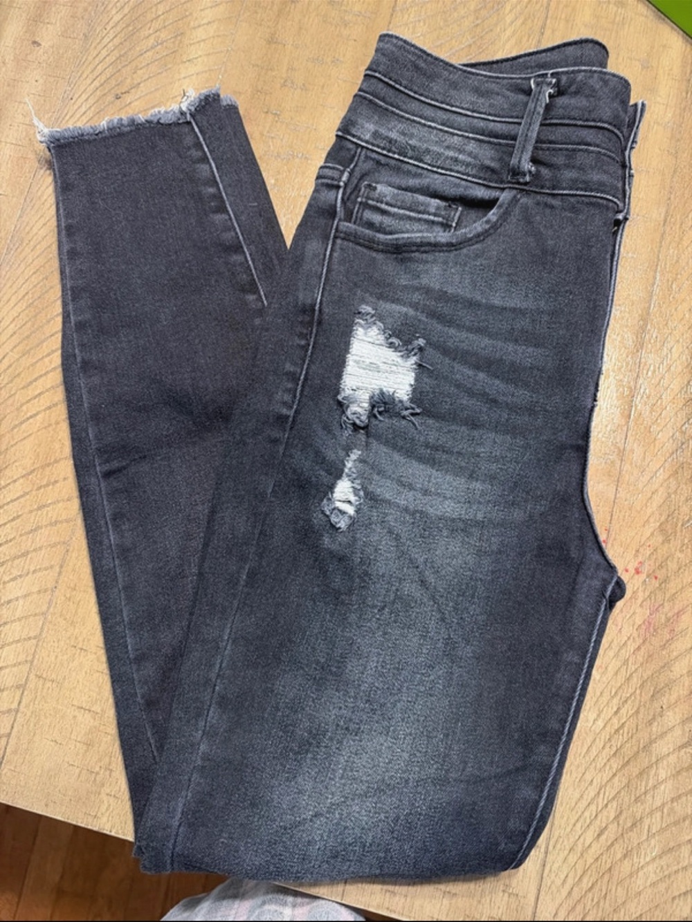KanCan Women’s Distressed High-Rise Skinny Jeans — Washed Black Size 27